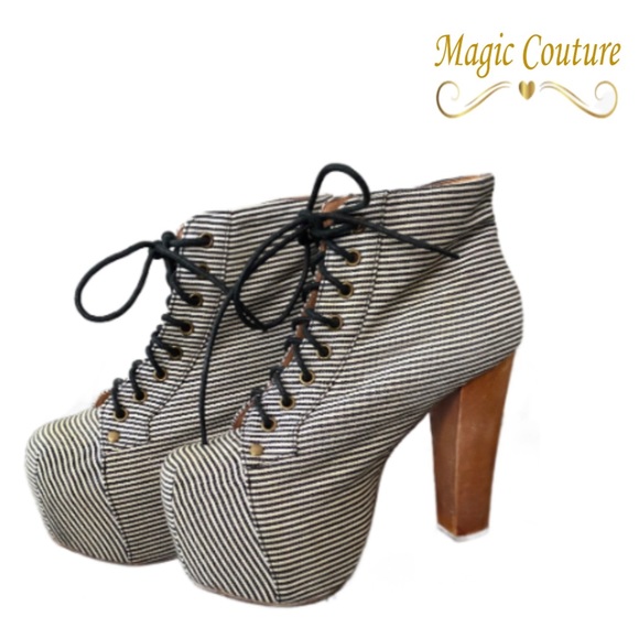 Havana Last Jeffrey Campbell Lita Navy White Striped Platform Heels💙🤍💙 - Picture 3 of 12